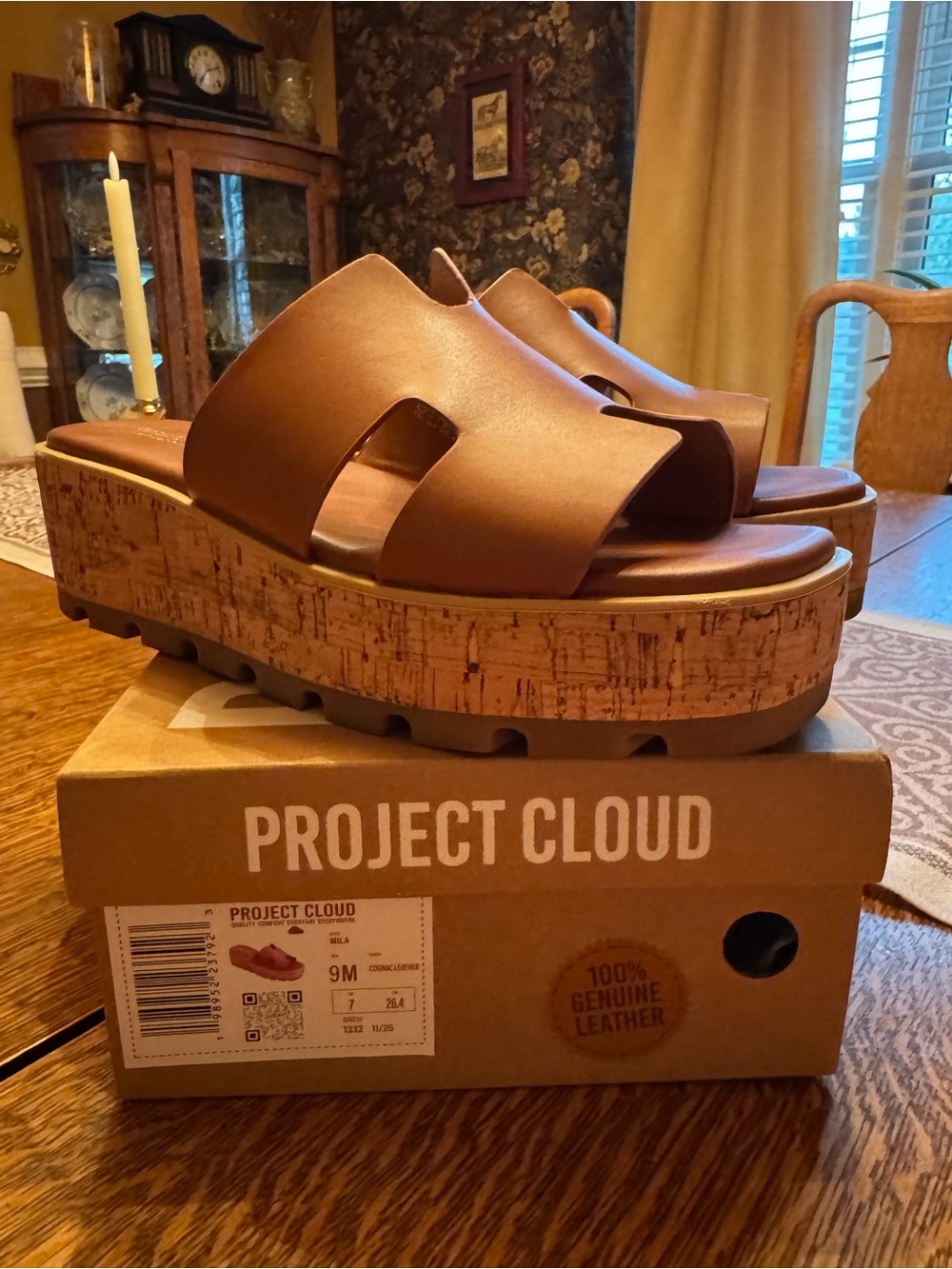 Project Cloud Women's Brown Cork Platform Slide Sandals